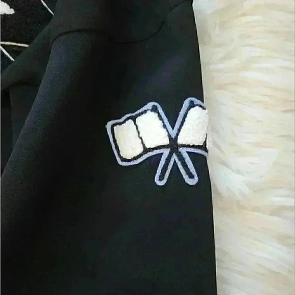 Zara Varsity Patch Black v-neck long sleeve shirt Dress size xs - Picture 9 of 12